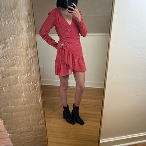 AllSaints Red Heart Polka Dot Mini Dress